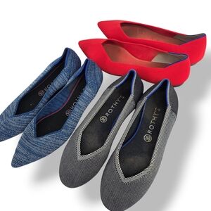 LOT OF 3 ROTHY'S FLATS SHOES WOMEN'S SIZE 11w MULTICOLOR